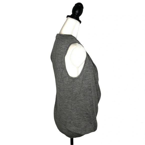 AUTUMN CASHMERE Grey Open Drape Balloon Hem Sleeveless Vest - Picture 4 of 7